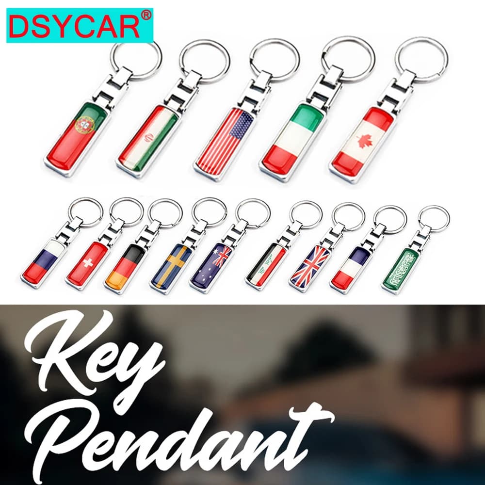 DSYCAR 1 porte-clés drapeau national avec anneaux détachables, porte-clés de voiture en métal robuste pour hommes et femmes