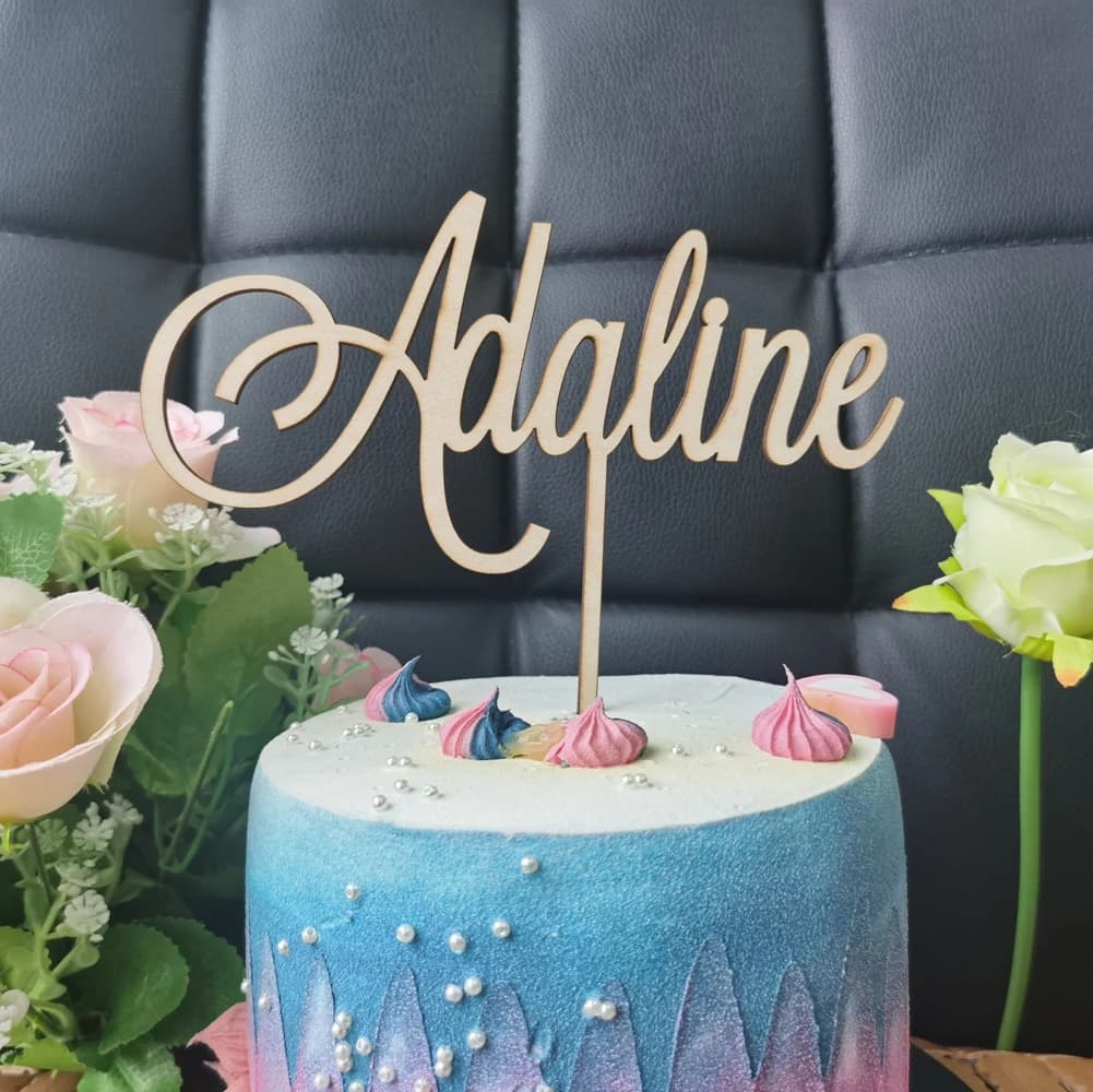 Décoration de gâteau personnalisée en bois et acrylique avec nom, Décoration de gâteau personnalisée Joyeux Anniversaire, Fournitures de fête d'anniversaire pour enfants