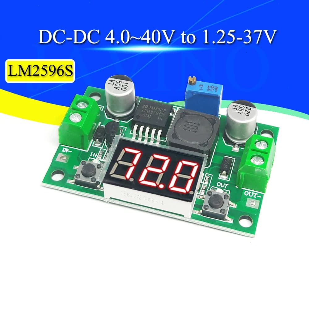 Module abaisseur Buck DC-DC LM2596S DC/DC 4.0 ~ 40V à 1.25-37V, régulateur de tension réglable avec voltmètre LED Javino