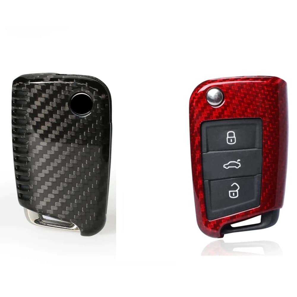Coque de clé télécommande automatique en Fiber de carbone, étui pour Volkswagen VW MK7 Golf GTI Jetta 2015 – 2019 Seat Leon Cupra ST 2019-2020