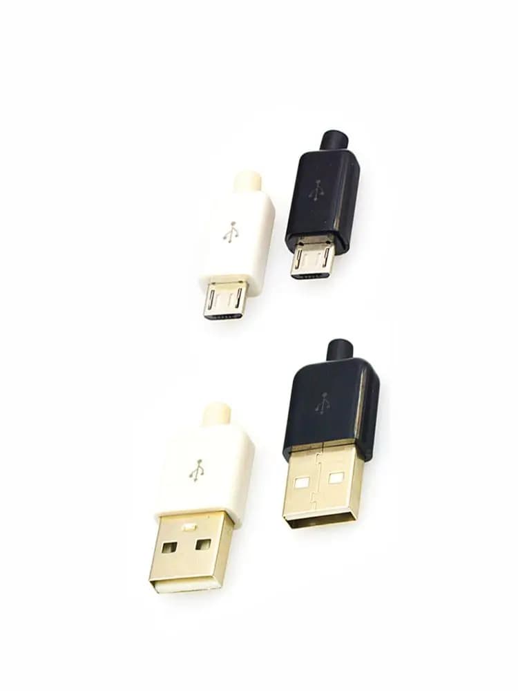 Connecteur Micro USB 5 broches/USB 2.0 4 broches, 10 pièces, assemblage mâle, adaptateur, Type de soudure, chargeur de données en plastique