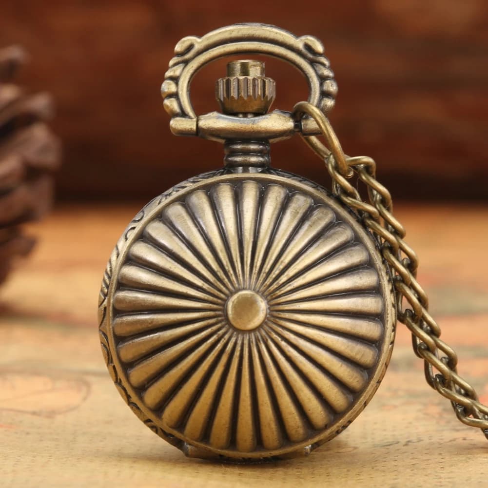 Montre de poche à Quartz en forme de boule de Bronze pour hommes, femmes et enfants, en alliage, collier, pendentif, chaîne, meilleur cadeau de bijoux