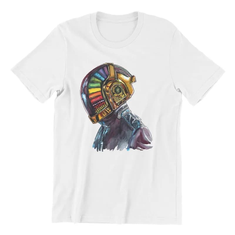 Casque arc-en-ciel Daft Punk groupe de musique électronique t-shirt graphique col rond t-shirt meilleure vente Harajuku hommes Streetwear