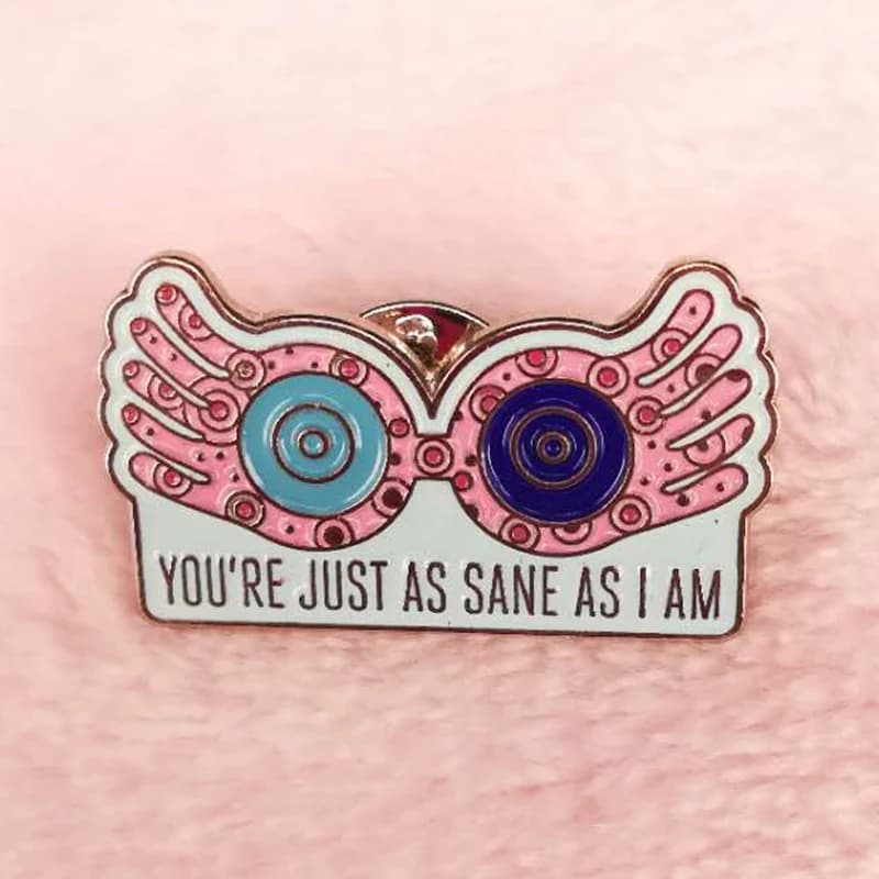 Luna Lovegood-Broche en émail, lunettes uniques, lentilles bleues et violettes, vous êtes aussi sain que moi