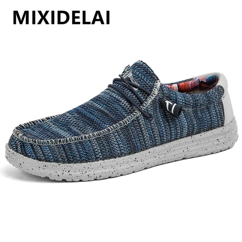 Chaussures décontractées en toile de denim pour hommes, chaussures plates respirantes, chaussures de marche en plein air, mocassins légers, grande taille, marque de mode