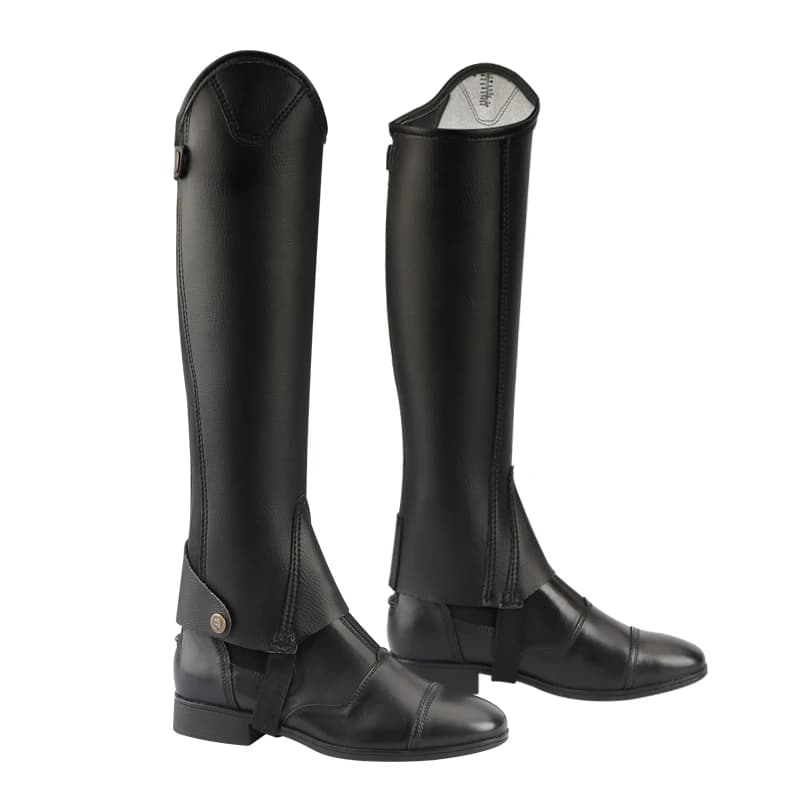 Demi-guêtres en cuir bionique microfibre pour l'équitation adulte et enfant, pour femmes et hommes