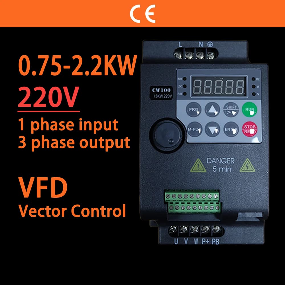 Convertisseur d'entraînement de fréquence Variable Mini VFD économique 220V 0,75 kw/1,5 kw/2,2 kw 1HP/2HP/3HP pour onduleur de contrôle de vitesse du moteur