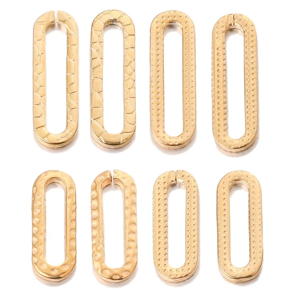Connecteur géométrique en acier inoxydable, or, gaufrage, résultats, trombone carré, breloques pour bricolage, fabrication de bijoux, vente en gros, 20 pièces