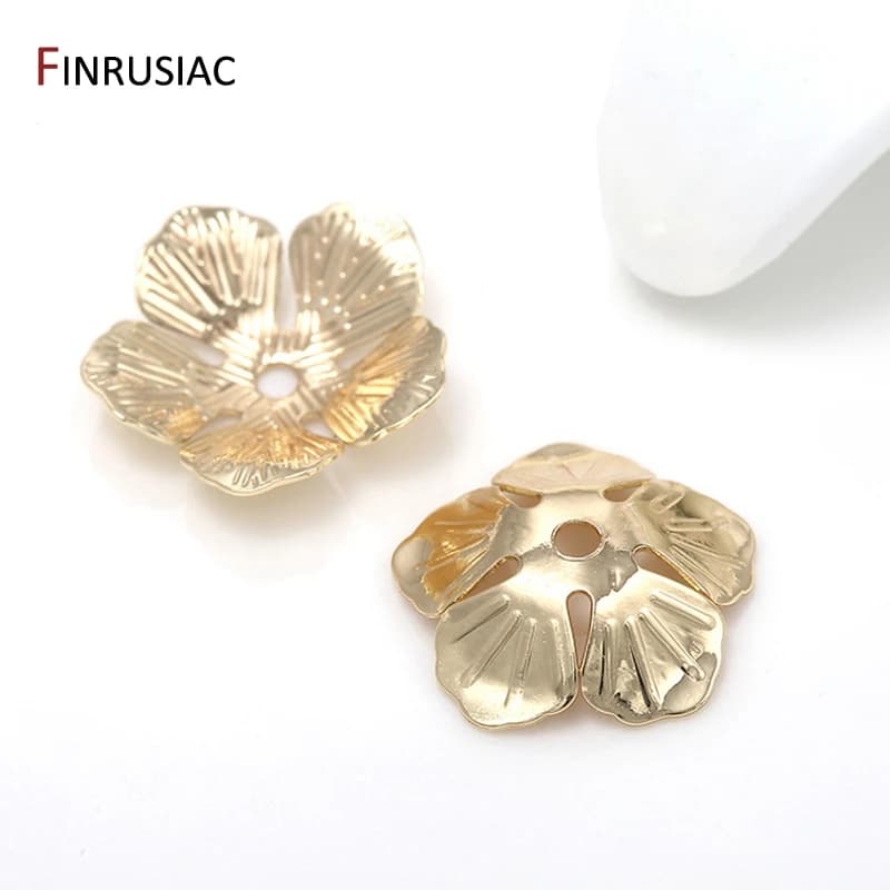 Capuchons de perles en or véritable plaqué 14K, 13mm, pour la fabrication de bijoux, accessoires de bijouterie à faire soi-même