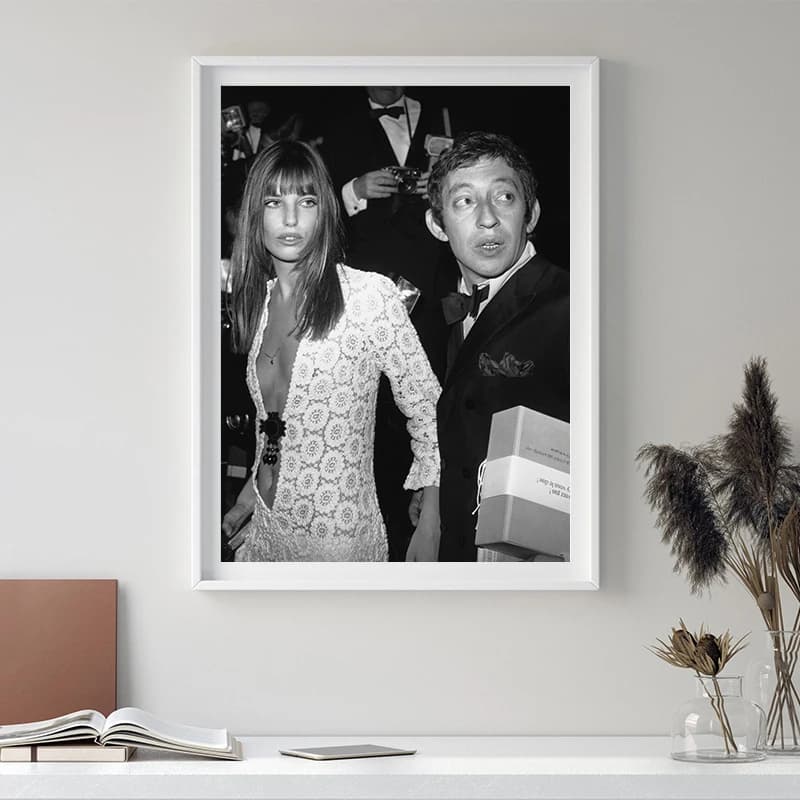 Jane Birkin – affiche de photographie noir et blanc, peinture sur toile de Serge Gainsbourg, images murales, décor de salon, cadeau pour amoureux de la musique