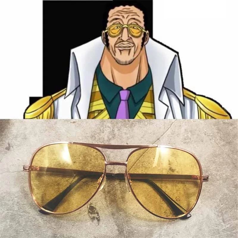 Lunettes de Cosplay pour amiral de la marine Borsalino, Kprusoian Kizaru, singe jaune, lunettes de soleil, verre oculaire Anime, accessoire de Costume d'halloween