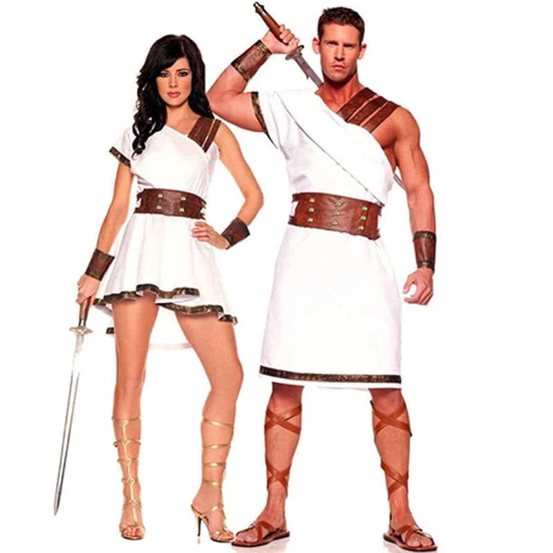 Costume de couple pour Halloween et Carnaval, déesse grecque, guerrier romain, gladiateur égyptien, cosplay, robe de fête fantaisie