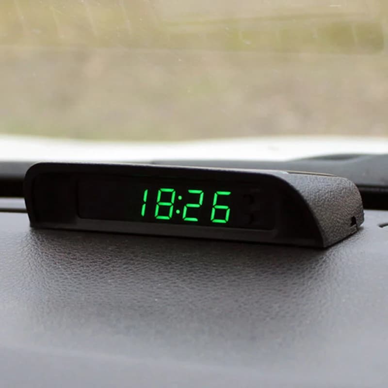 Horloge de voiture solaire, thermomètre, Date, semaine, affichage du Cycle, Machine à commutation automatique, numérique LED de haute précision, horloge de voiture