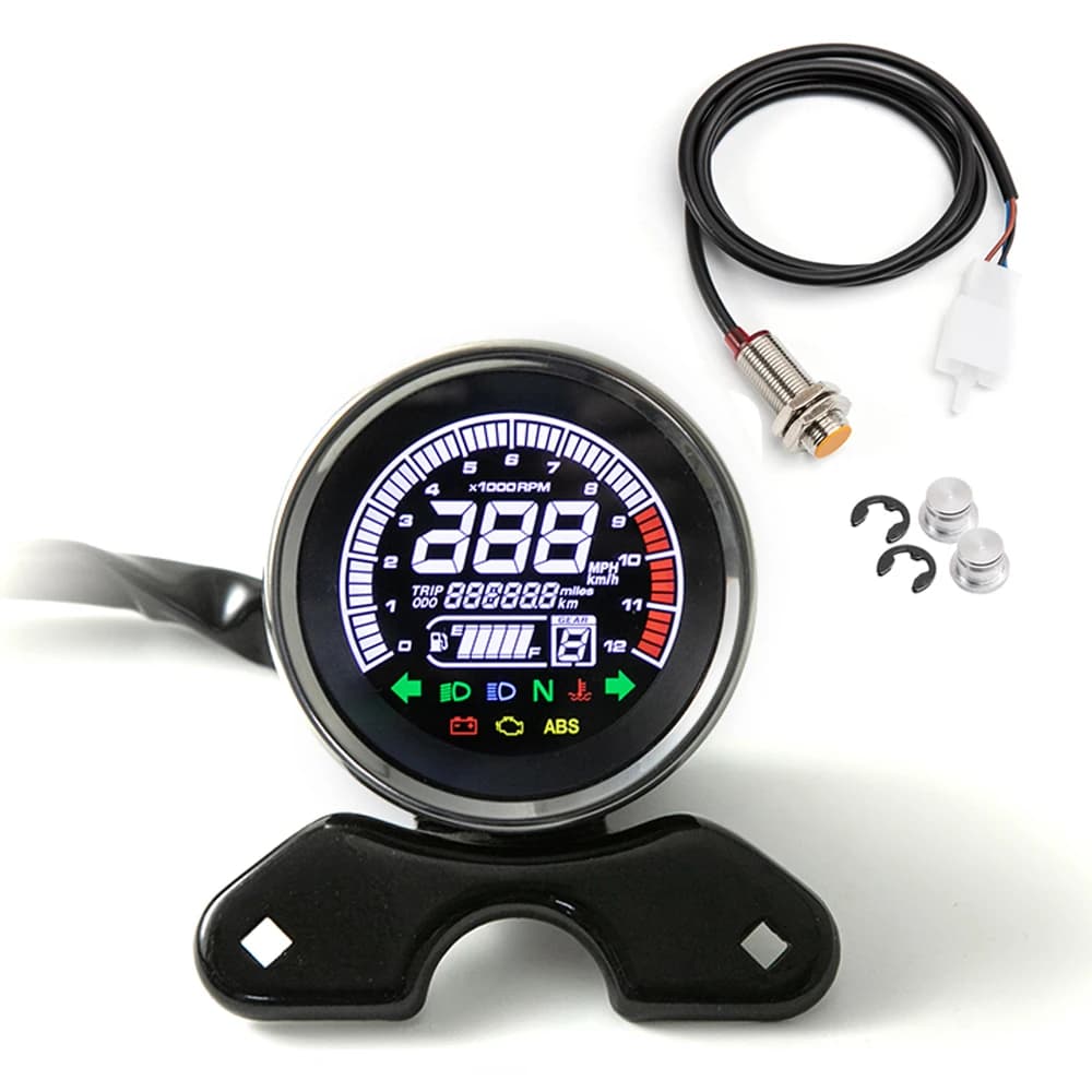 Contachymètre numérique personnalisé pour moto, 12V, LED LCD, compteur de vitesse, tachymètre, pour Harley Honda Yamaha Suzuki Cafe Racer Bobber Touring