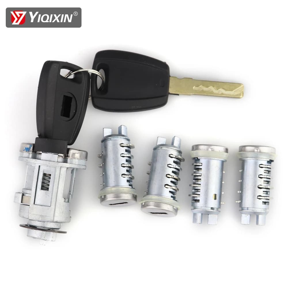 YIQIXIN 5 pièces serrure d'allumage de voiture cylindre serrure de coffre pour Fiat-Ducato Doblo Cargo Punto Panda peugeot-citroen avec clé de lame SIP22
