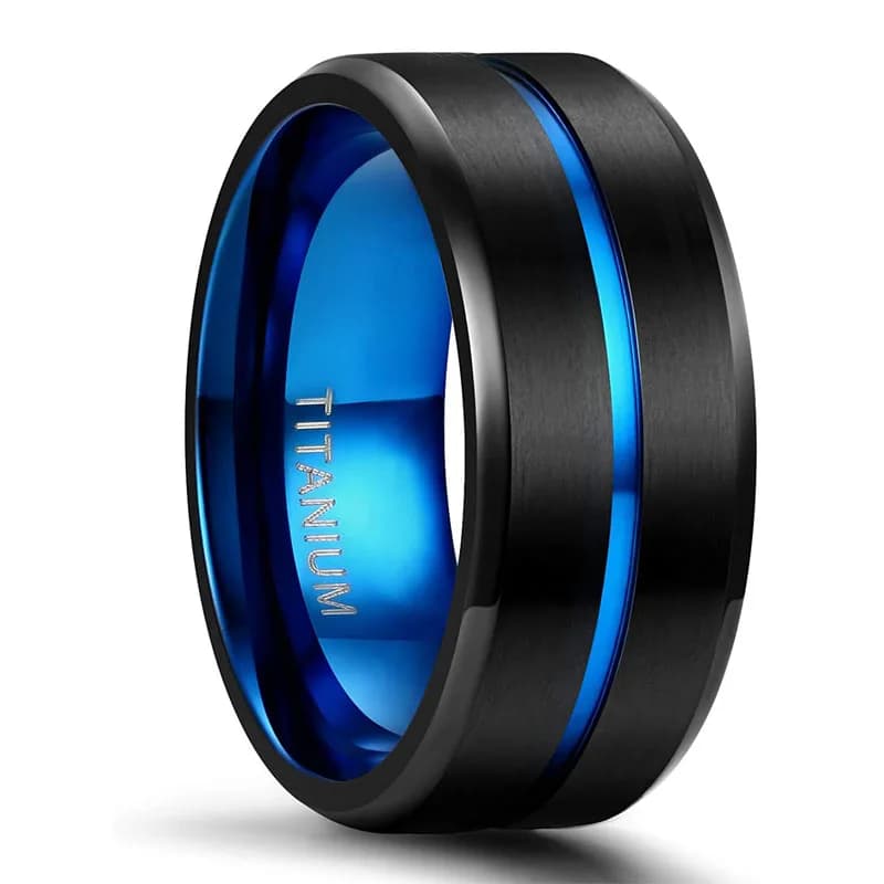 Kolmnsta-Bague de Mariage en Titane Bleu, Bague à Rainure Centrale, Confortable, Ajustement 256, Unisexe, 6mm, 8mm, 10 mm
