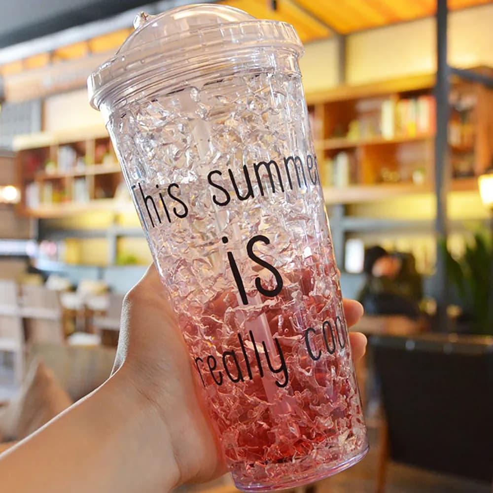 Gobelet d'été pour adultes, 550ml/450ml, avec verres à glace en paille, bouteille d'eau en plastique avec couvercle, pour réfrigération