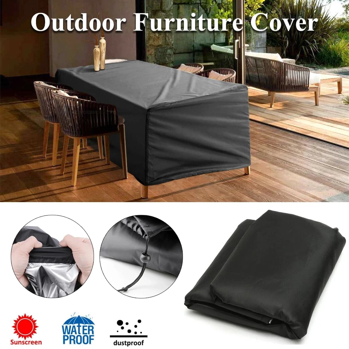 Housse de protection multi-tailles pour mobilier de patio, résistante aux intempéries et imperméable, pour table, chaises et ensemble de canapés d'extérieur