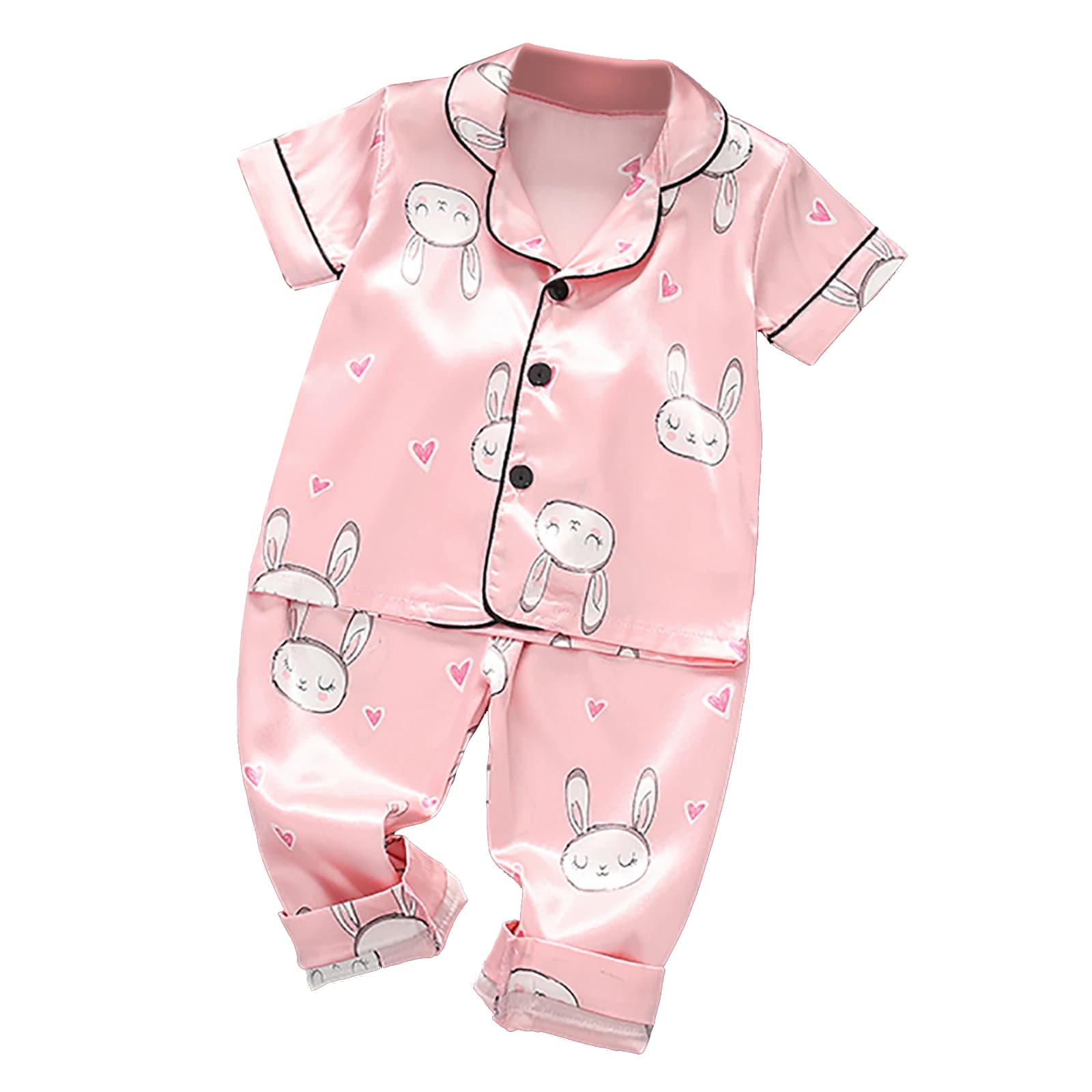 Pyjama imprimé dessin animé pour enfants, pyjama en satin, chemisier à manches courtes, pantalon Y +, vêtements pour bébés garçons et filles, SleepChester