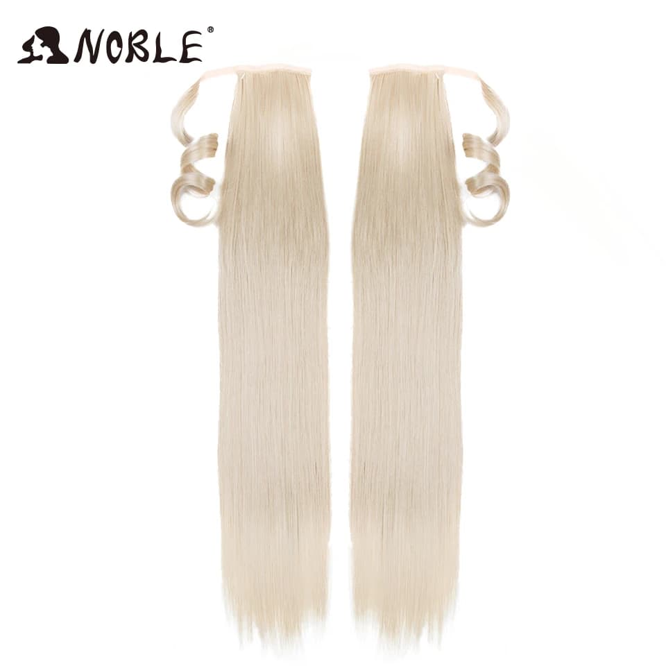 Extension synthétique queue de cheval 32 pouces-Noble, postiche synthétique longue et lisse avec pince ronde, faux cheveux queue de cheval avec degré de chaleur