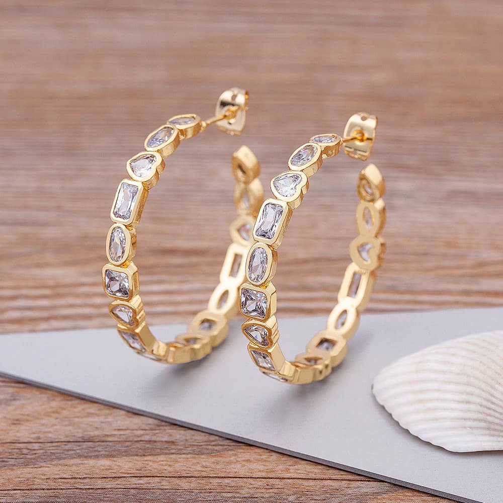 Nidin – boucles d'oreilles créoles en zircone cubique, couleur or, grand cercle, bijoux d'oreille, cadeaux d'anniversaire fins, accessoires, qualité supérieure