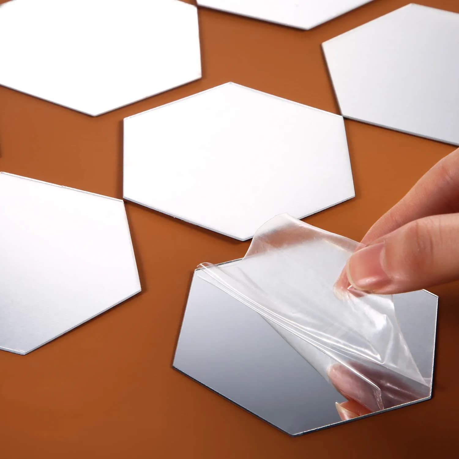 Autocollant mural miroir 3D, 12 pièces, vinyle géométrique hexagonal, bâton d'art auto-adhésif, autocollant amovible pour décoration de salon de maison EL