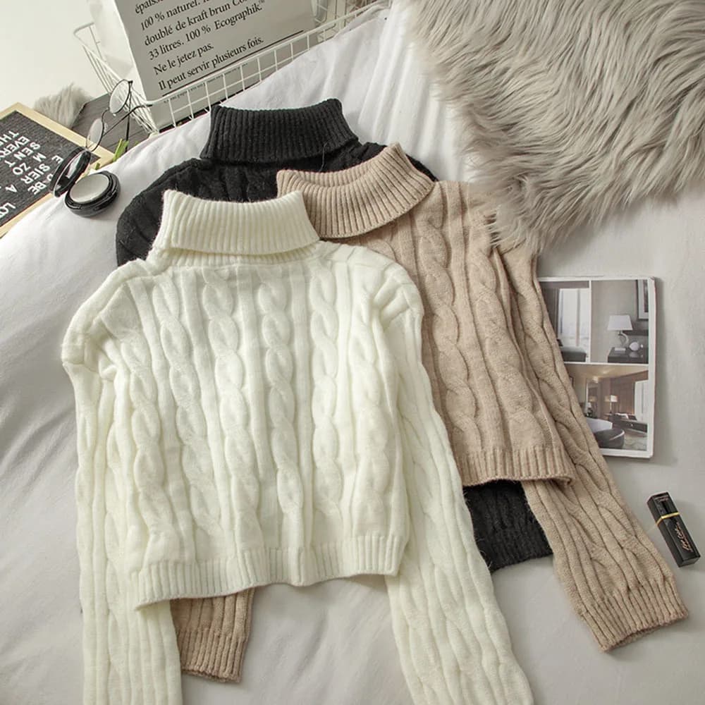Pull ample tricoté pour femme, élégant, coréen, chaud, à la mode, solide, nouvelle collection automne hiver 2022