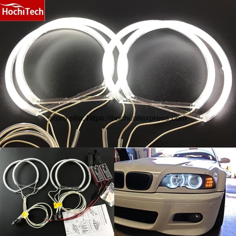HochiTech CCFL Kit yeux d'ange anneau blanc chaud 131mm * 4 pour BMW E36 E38 E39 E46 (avec projecteur d'origine)
