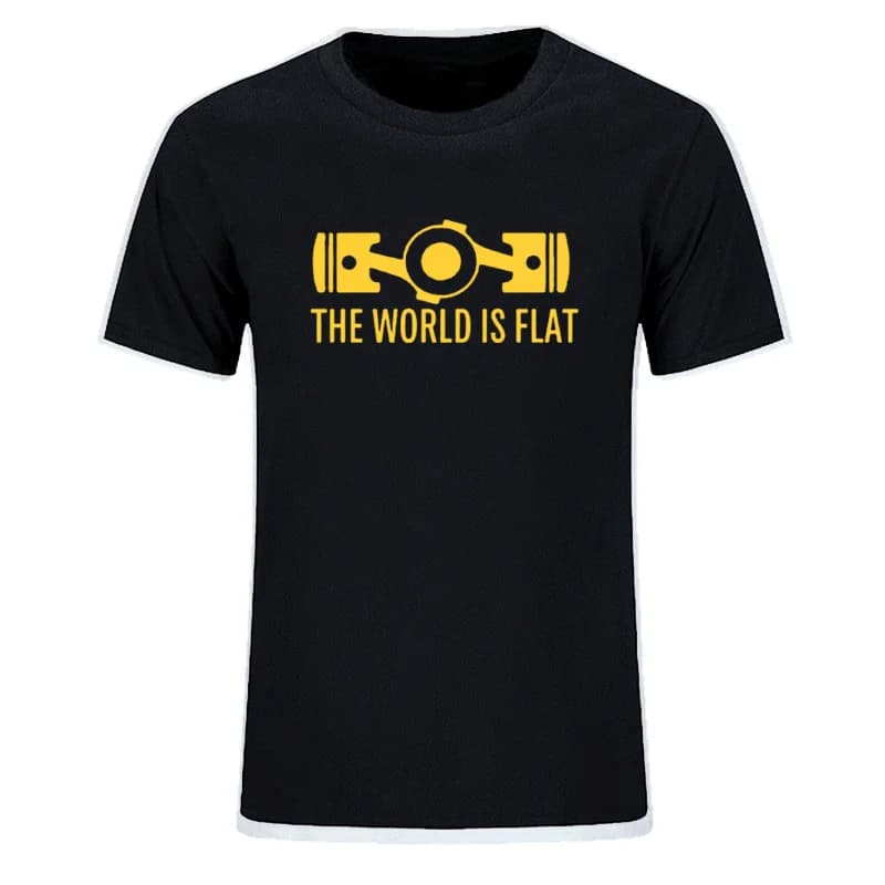 T-shirt manches courtes col rond pour homme, estival et personnalisé, en coton, taille ue, le monde est un moteur plat