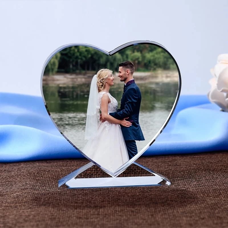 Album Photo personnalisé en forme de cœur, ornement en verre, cadre Photo en cristal, nouveauté, décoration de mariage, de maison, cadeaux d'amour, bricolage