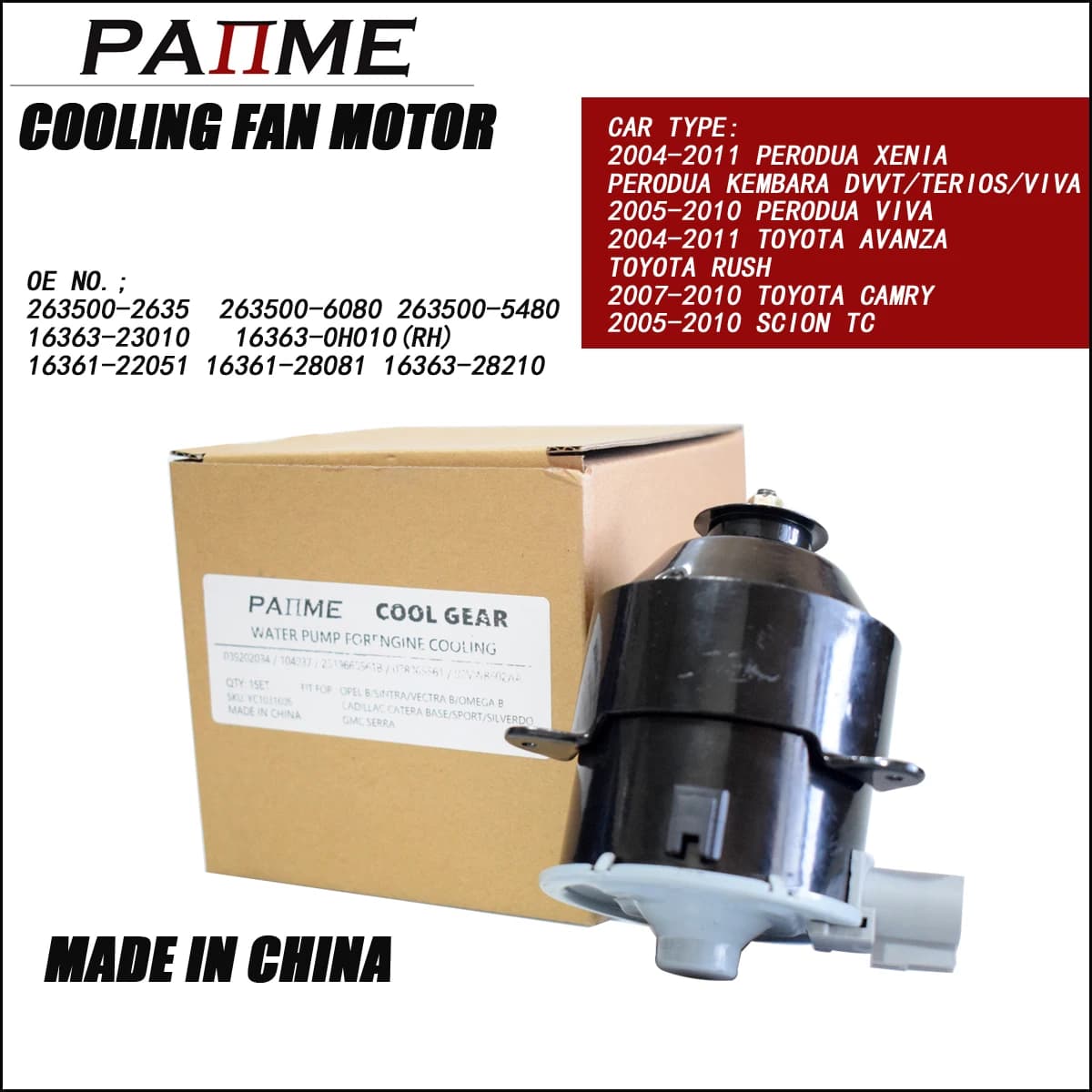 Moteur de radiateur pour Perodua Myvi / Viva / Toyota Avanza Kembara 263500 – 6080/5480, ventilateur de refroidissement