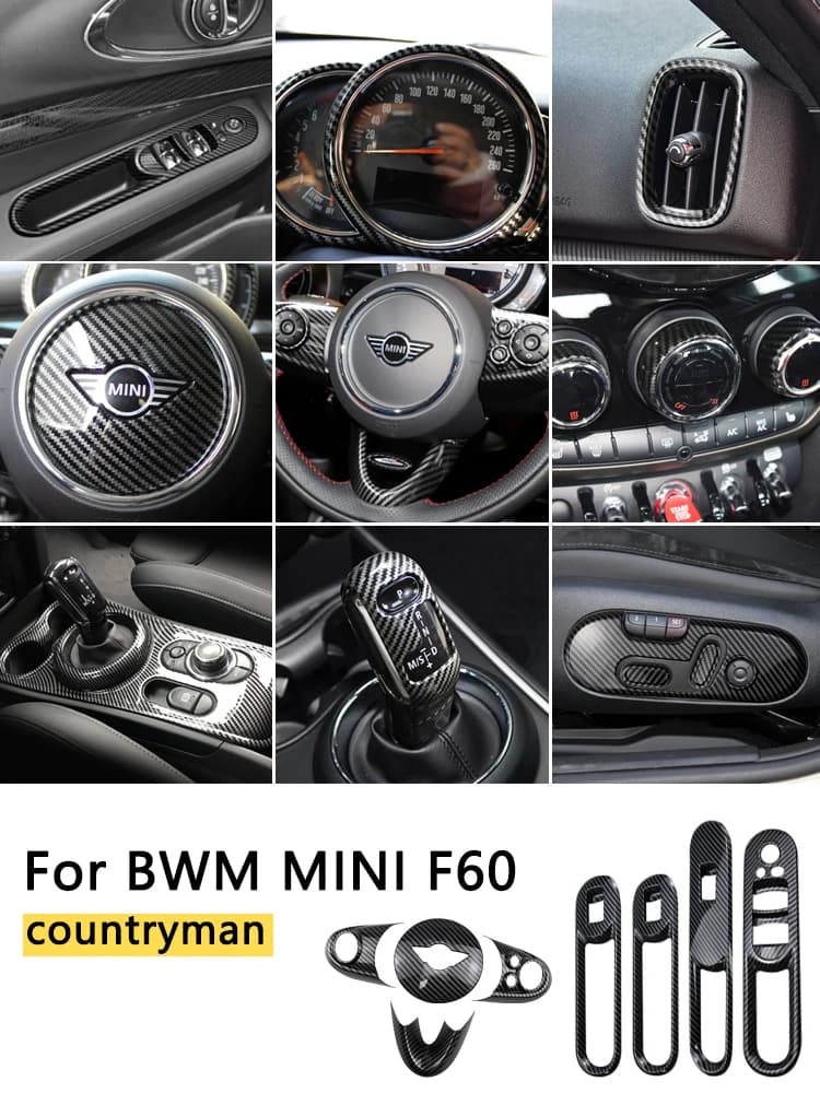 Autocollants de Style Fiber de carbone, accessoires de Modification intérieure de voiture, autocollants pour BMW MINI ALL4 Cooper F54 F55 F56F57 F60 Countryman