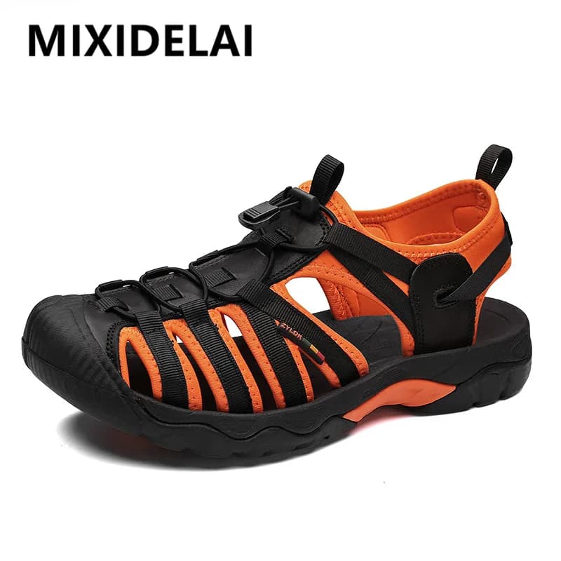 Sandales d'été en cuir véritable pour hommes, chaussures décontractées respirantes, Design à la mode, sandales de plage en plein air à fond souple, grande taille 48, nouvelle collection