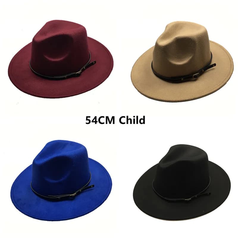 Fedora – chapeau pour enfants, ceinture large, feutré, classique, blanc, noir, décontracté, printemps-automne, 2021