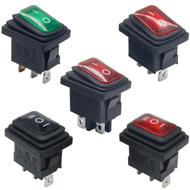 Équipement électrique 21x15mm 15/10(A) 125/250vac avec interrupteur lumineux, interrupteur à bascule étanche à 3 positions