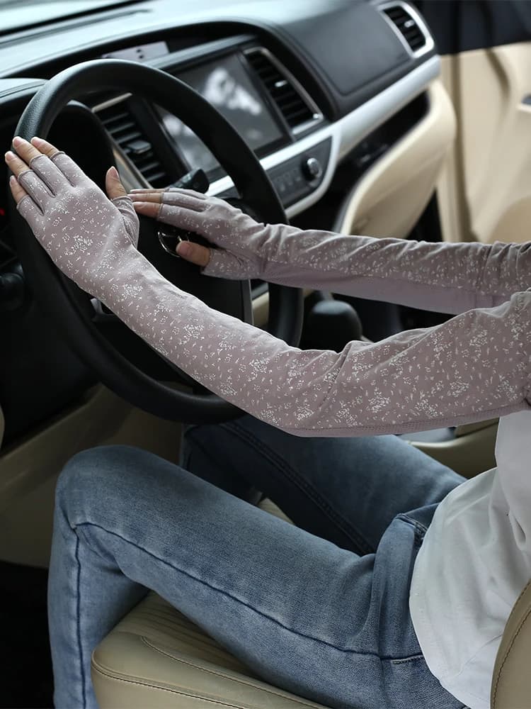 Gants de protection solaire longs d'été pour femmes, demi-doigt respirant, bras de conduite et de conduite, manchons de protection solaire