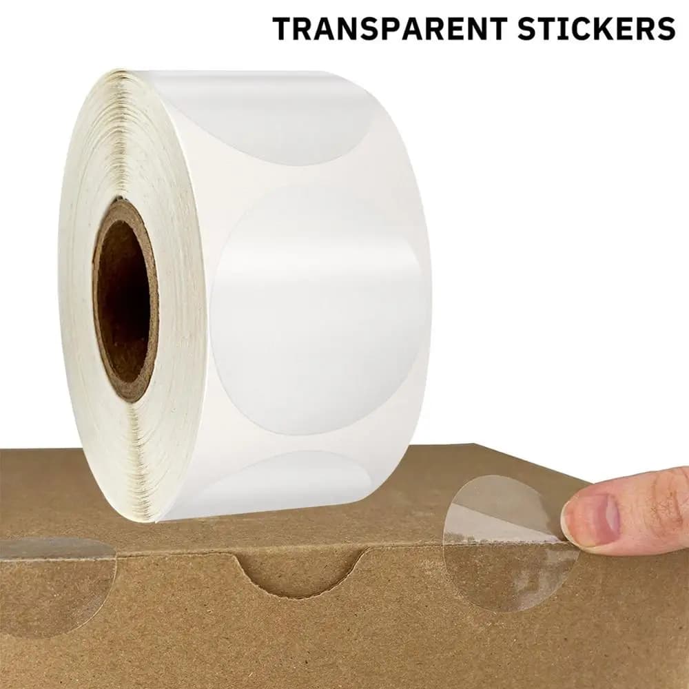 Étiquettes autocollantes transparentes en PVC, 500 pièces, 1 pouce, pour sceau d'emballage professionnel, fourniture de papeterie adhésive