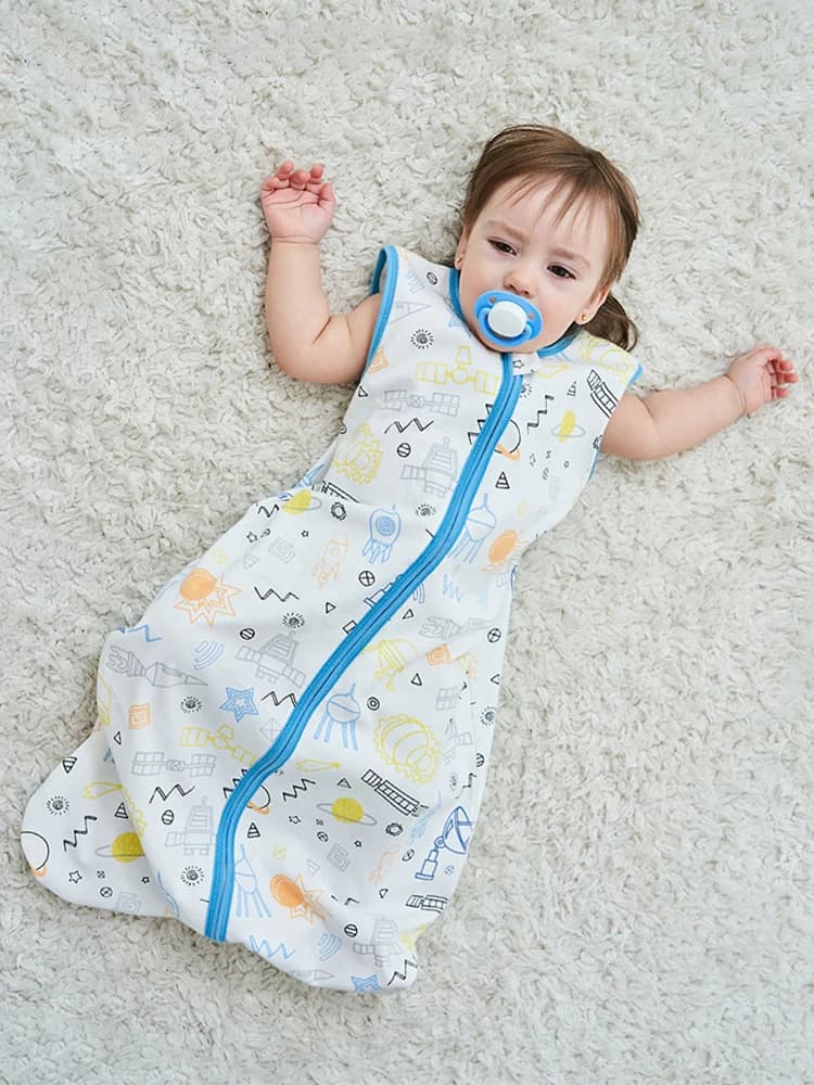 Sac de couchage pour nouveau-né, couverture portable 0.5 Tog été 100% coton imprimé gilet sac de sommeil pour bébé garçons filles 0-3 ans