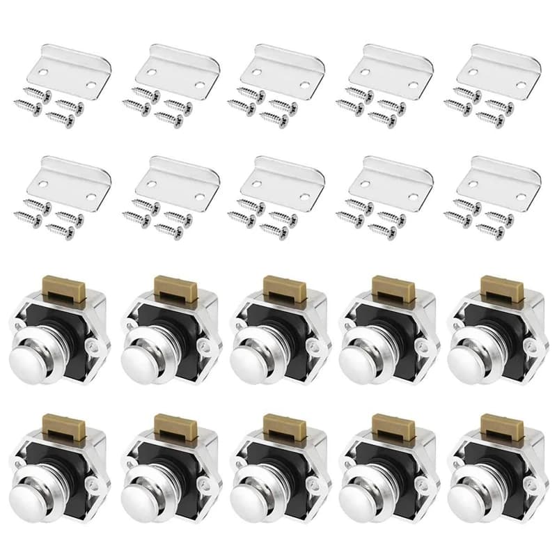 Loquet de verrouillage sans clé à bouton-poussoir, Chi Board, serrure de caravane pour montres, portes d'armoires MELCabinet, épaisseur 15-27mm, 10 pièces