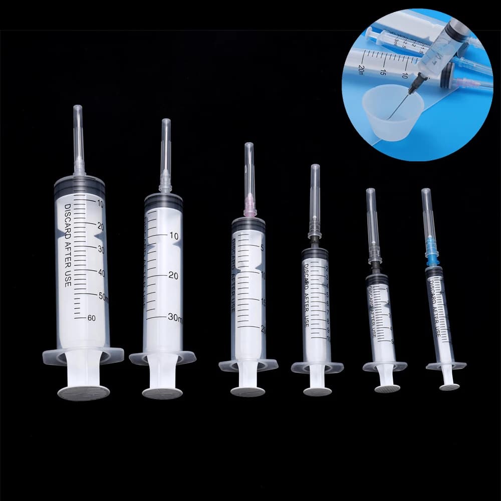 Seringue en plastique réutilisable de 3-60ml, avec aiguille de distribution, Pipette d'injection de liquide, outils pour bricolage, résine époxy, outil de fabrication de bijoux, 1 pièce