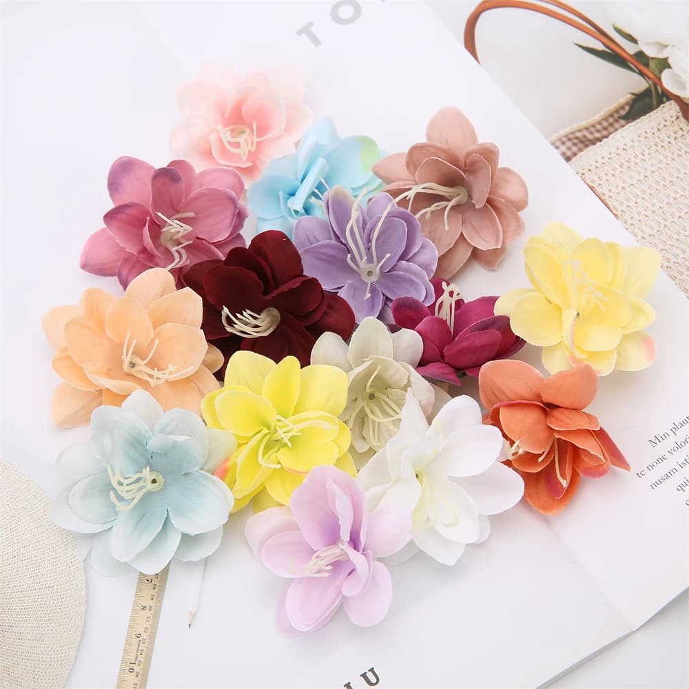 Fleurs artificielles en forme de jasmin, 10/20 pièces, fleurs florales en tissu blanc, décoration artisanale pour la maison, couronne de mariage, artisanat, fausses fleurs