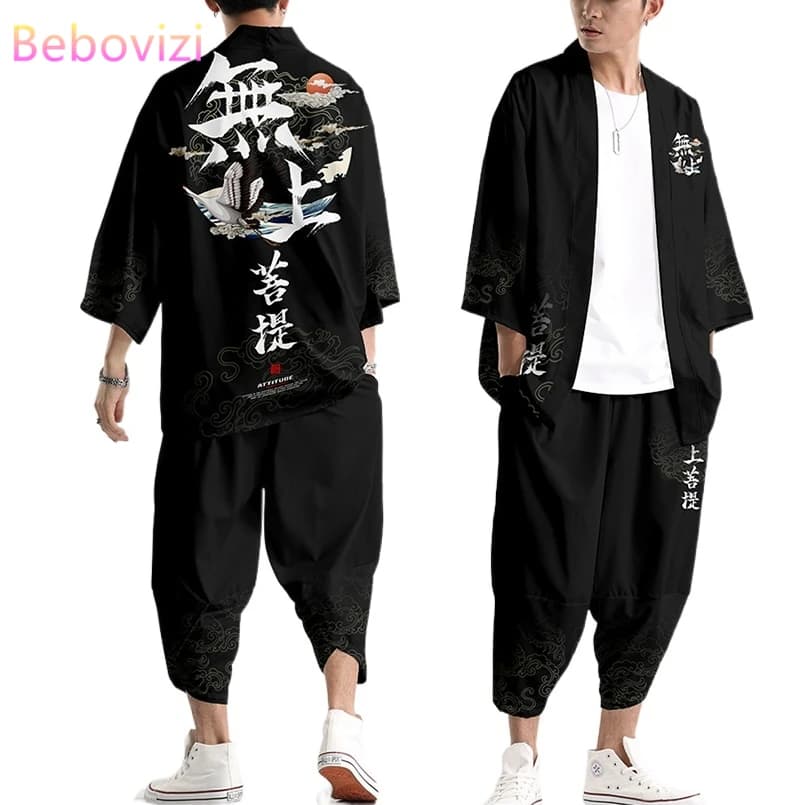 Ensemble Kimono et pantalon pour homme et femme, tenue ample, style samouraï chinois et japonais, Cardigan Harajuku, tenue Cosplay Yukata, grande taille, 20 Styles, S-3XL