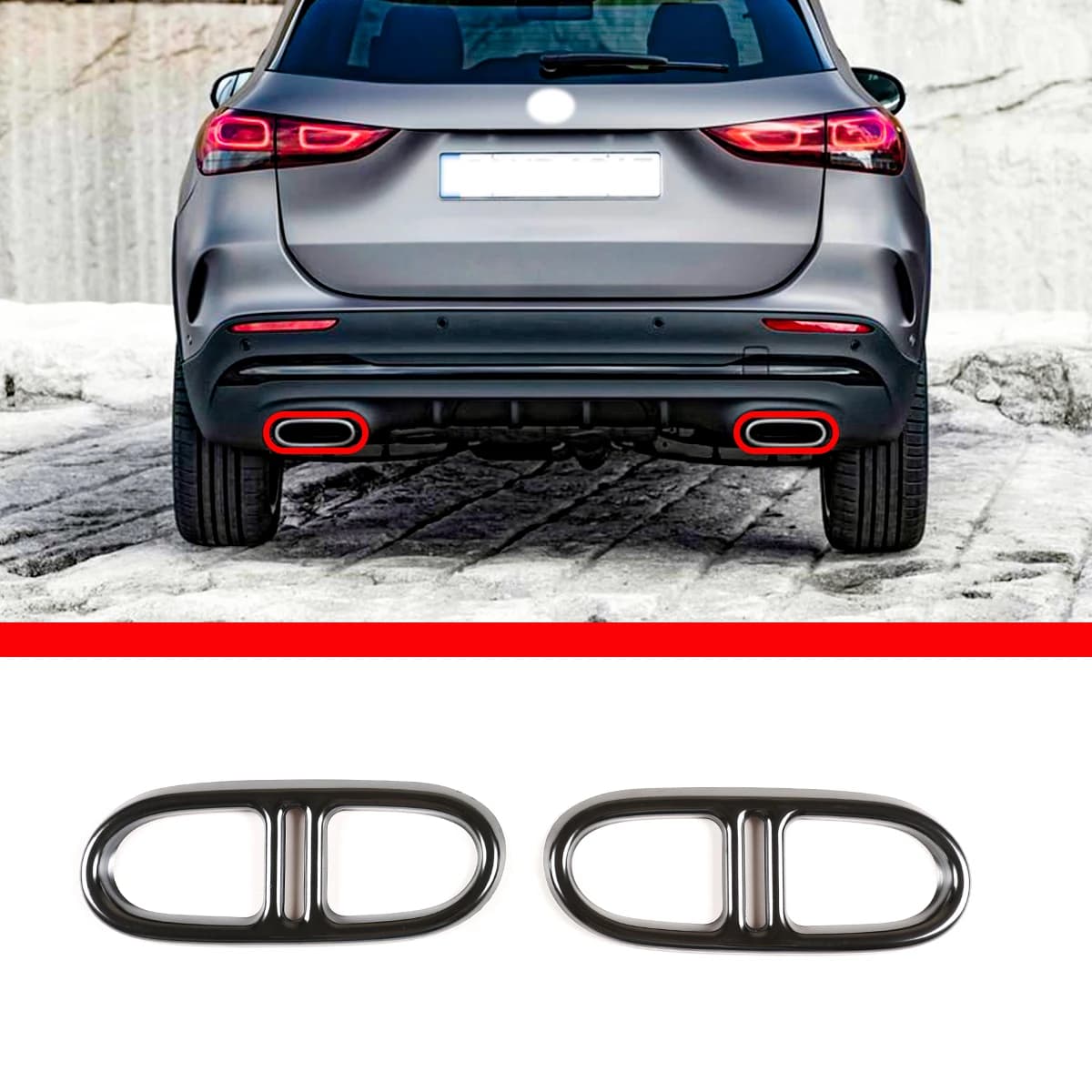Pare-chocs arrière en acier inoxydable pour Mercedes Benz, garniture de tuyau d'accès aux touristes, couvercle d'échappement, accessoires de voiture, GLA H247 versi20-21