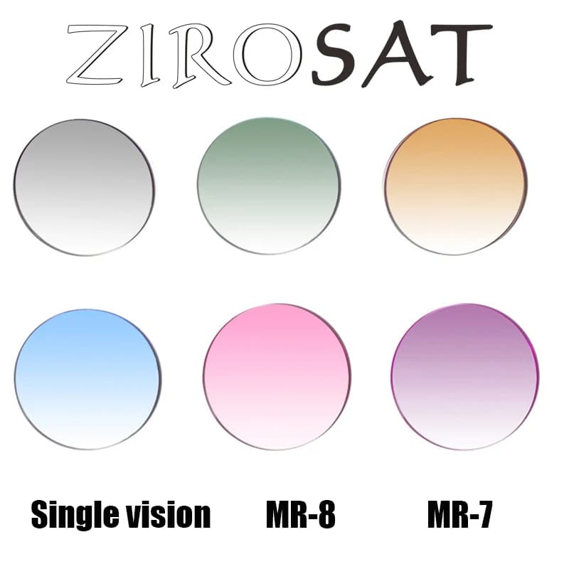 ZIROSAT asphérique teinté couleur MR-8 1.61index lunettes optiques Super résistantes lentilles de Prescription fort Anti réfléchissant pour sans monture