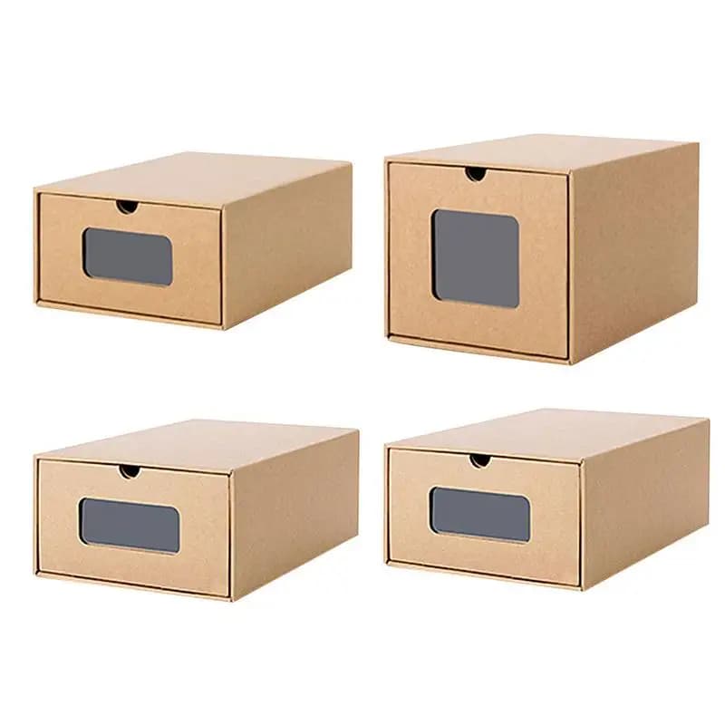 Boîte de rangement empilable pour chaussures pliantes, MELBox, Evaluaker, Freins Kraft pliables écologiques, Conteneur Luminebox