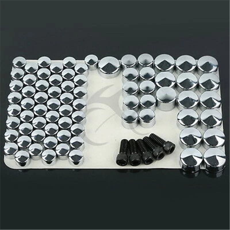 Bouchons de Boulon Moto Set pour Harley Touring Electra foetal de Road King Road foetal de FLT-FLH Modèles 2007-2013 12 chrome/noir