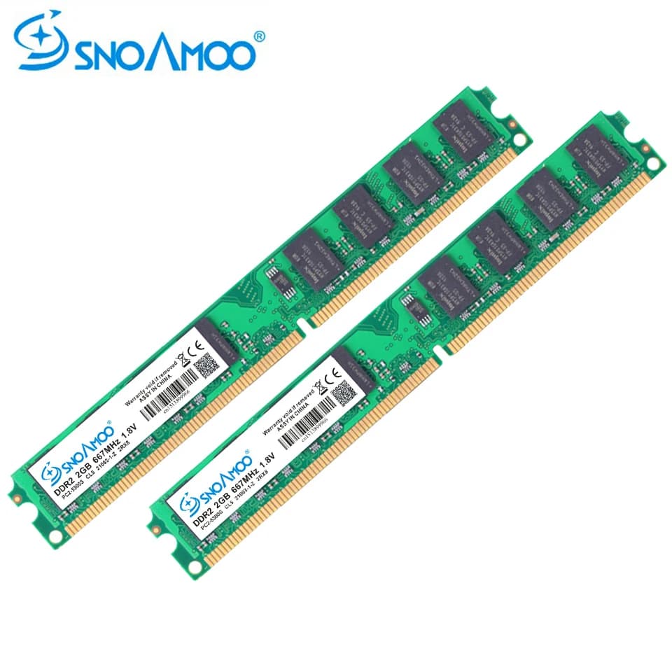 SNOAMOO Ordinateur de bureau RAM DDR2 4 Go (2 Go x 2 pièces) RAM 667MHz PC2-6400S 240 broches 1.8V DIMM Pour intel Compatible Ordinateur Mémoire Garantie