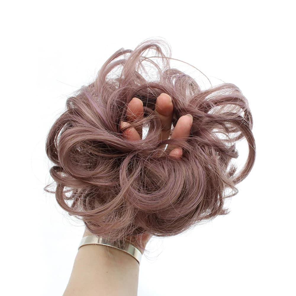 TOPREETY-Extension Capillaire Synthétique Bouclée, Degré de Chaleur, 35g, Chignon de Proximité, Wstring, Bande de Caoutchouc, Updo Matut Q5