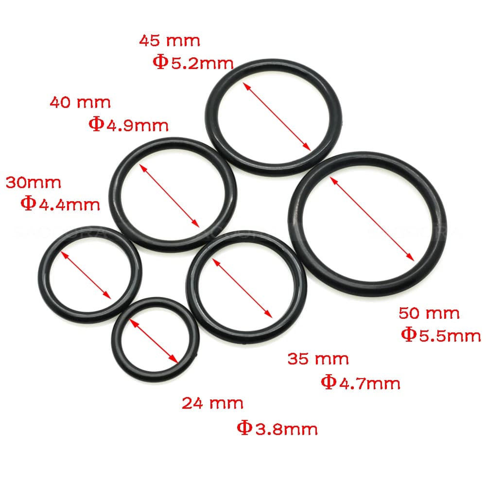 5 pièces 24mm 30mm 35mm 40mm 45mm 50mm de diamètre intérieur. Anneau torique en plastique pour vêtements, chaussures, sac à dos, pièces de sac d'extérieur, accessoire