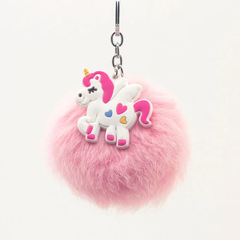 Pompon en fourrure pour femme, nouveau, Original, peluche, licorne, porte-clé, breloque cheval, sac, bibelot, cadeau de mariage